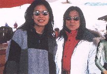 [Vanessa with her mother at a ski resort]